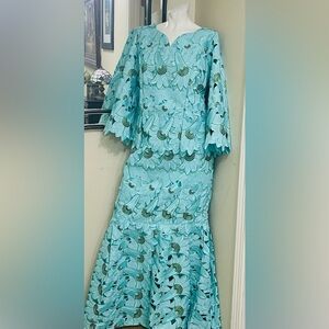 Elegant Blue Floral Lace two piece